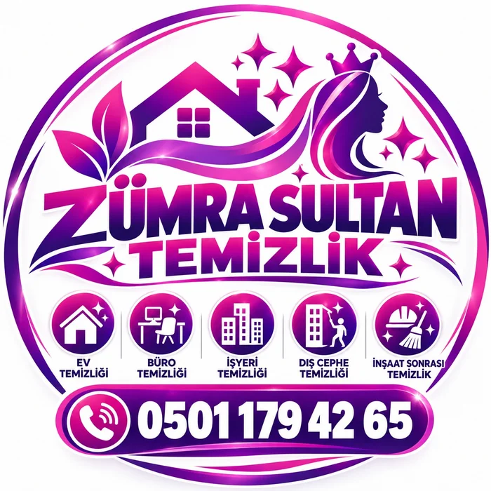 Zümra Sultan Temizlik’in, ev ve taçlı kadın figürü bulunan özgün mor-pembe marka görseli